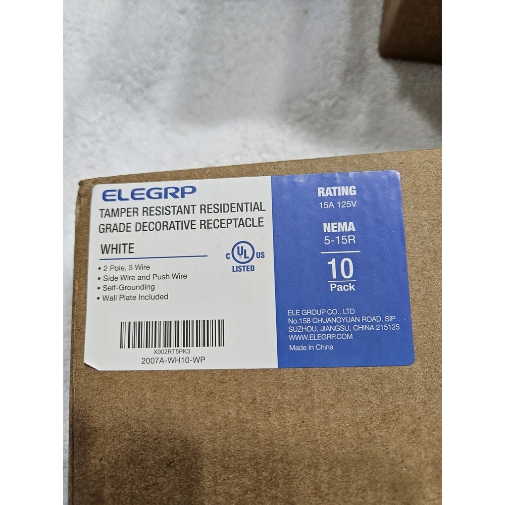 ELEGRP Decorator Receptacle 15A 125V Standard Electrical Wall Outlet‎ 10 Pack!!